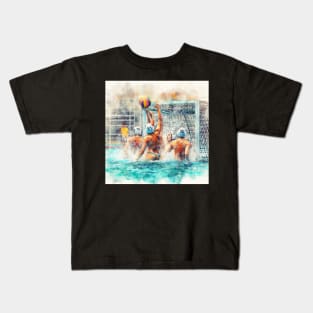 Artistic illustration of women playing water polo Kids T-Shirt